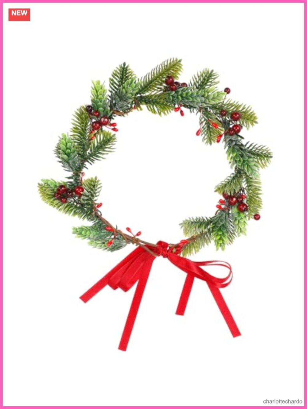 Handmade Christmas Flower Crown Hairband Floral Wreath Holly Berry Leaves